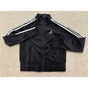 Women's Adidas 3 Stripes Velour Full Zip Black Track Jacket Glam Symbol Y2K